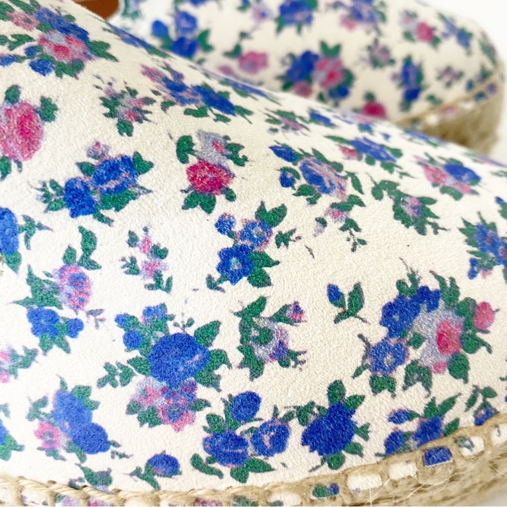 LoveShackFancy Floral Espadrilles in Blue and White - Picture 9 of 16